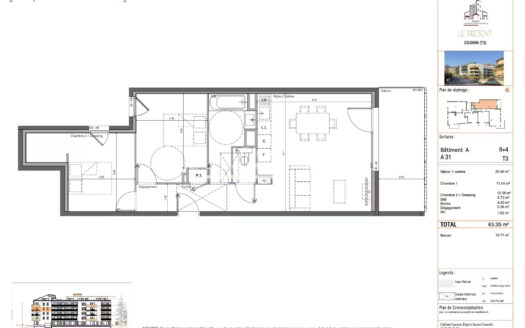 COGNIN Centre T3 avec grand balcon