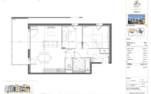 COGNIN Centre T3 avec grand balcon